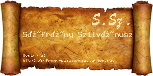 Sáfrány Szilvánusz névjegykártya